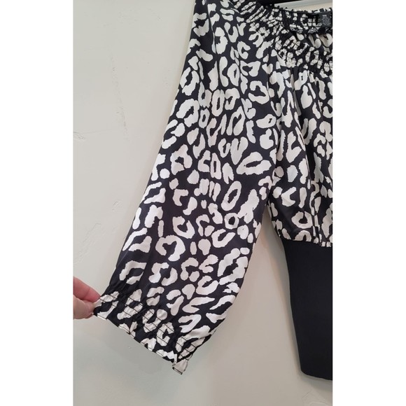 INC Int'l Concepts Silk Snake Skin Print Black White Long Sleeve Blouse Sz.18W - Picture 4 of 9
